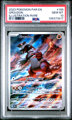 GROUDON PSA 10 2023 POKEMON SV PARADOX RIFT PAR EN #199/182 ILLUSTRATION RARE IR - Image 1