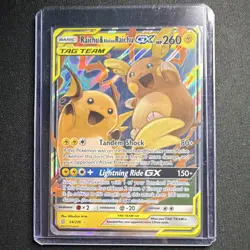 Pokemon Raichu & Alolan Raichu GX 54/236 Ultra Rare TAG TEAM Holo Electric 2019 - Image 1