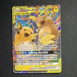 Pokemon Raichu & Alolan Raichu GX 54/236 Ultra Rare TAG TEAM Holo Electric 2019 - Image 3