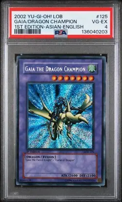 PSA 4 Gaia the Dragon Champion LOB-125 1ST EDITION Asian-English 2002 Yugioh LOB - Image 1