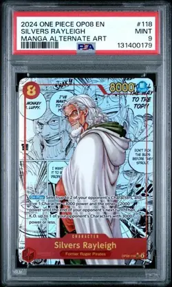 One Piece Silvers Rayleigh Manga Alt Art OP08 #118 PSA 9 ENGLISH - Image 1