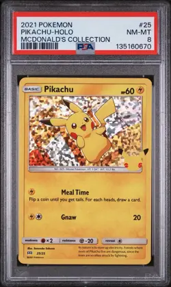 Pokemon Pikachu McDonalds Promo Holo Card SWSH025 25/25 PSA 8 2021 - Image 1