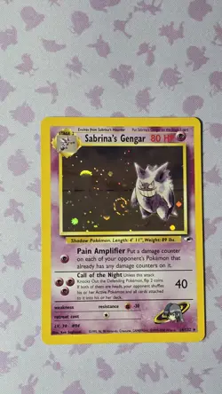 Pokemon Sabrina's Gengar English Gym Heroes 14/132 Unlimited Holo Rare (Swirl)🌀 - Image 2