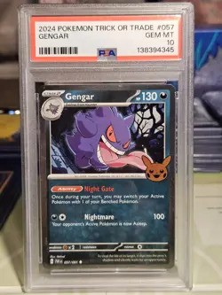 PSA 10 Gem Mint Gengar Graded Pokemon Card #057 Trick or Trade 2024 - Image 1