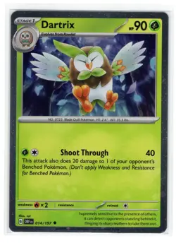 Pokemon Obsidian Flames 014/197 Dartrix Cosmos Holo EXCLUSIVE - Image 1