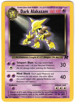 Dark Alakazam 18/82 Team Rocket Regular Rare Vintage Pokemon Card - Image 1