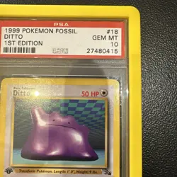 1999 POKEMON FOSSIL 1ST ED #18 DITTO PSA 10 With Protective Guard - Image 4
