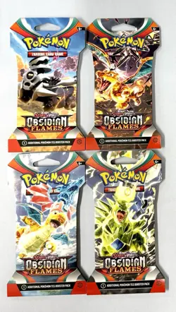 Pokemon Obsidian Flames Sleeved Booster Pack Art Bundle (Set Of 4) - Image 1