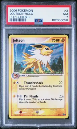 2006 Pokemon Pop Series 3 Promo # 3 Jolteon Holo PSA 7 - Image 1