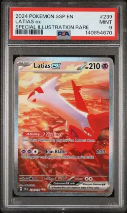 PSA 9 MINT Latias ex 239/191 Sv08: Surging Sparks Holo Pokemon 2024 - Image 1