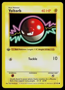 Pokemon Card - Voltorb Base Set (Shadowless) 67/102 Common 1st Edition - Image 1