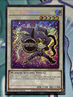 Yugioh - BLMM-EN009 Junk Warrior - Secret Rare 1st Ed NM - Image 1