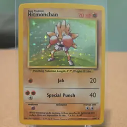 Pokemon TCG Hitmonchan Base Set Holo Unlimited Rare Card 7/102 LP-MP - Image 1