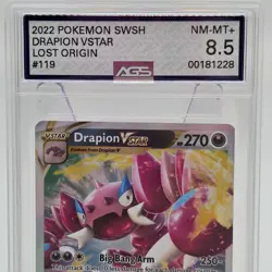 2022 Pokemon SWSH Lost Origin Drapion VSTAR 119/196 AGS 8.5 NM-MT+ Graded Card - Image 2