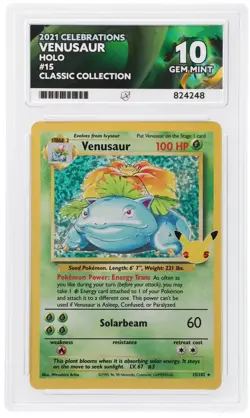 ACE 10 Venusaur 15/102 Celebrations Classic 25th Holo Pokemon Card - Gem Mint - Image 3