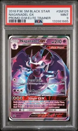 NAGANADEL GX PSA 9 #SM125 POKEMON SM BSP PROMO DRAGON MAJESTY ELITE TRAINER - Image 1