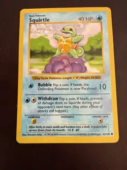 2 Pack 1999 Pokemon Base Set Shadowless SQUIRTLE #63/102 - Image 4