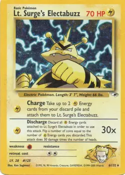 Pokemon: Gym Heroes: Unlimited Holofoil Lt. Surge's Electabuzz: MP Condition - Image 1