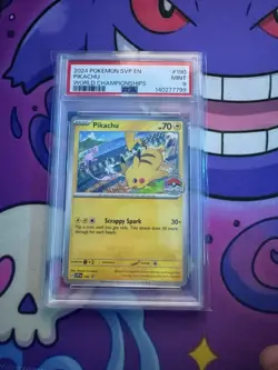 2024 POKEMON SVP EN-SV BLACK STAR PROMO WORLD CHAMPIONSHIPS #190 PIKACHU PSA 9 - Image 1