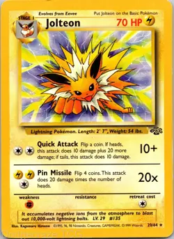 Jolteon 20/64 Rare Jungle Pokemon Unlimited HP - Image 1