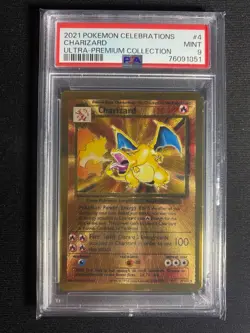 2021 Pokemon Celebrations 25th ANNIVERSARY Charizard Gold Metal #4 PSA 9 MINT - Image 1