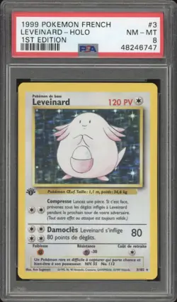 1999 Pokemon FRENCH 1st Edition Base Set Leveinard-Chansey Holo 3/102 PSA 8 - Image 1
