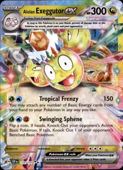 Alolan Exeggutor ex 133/191 Double Rare - Pokemon SV08: Surging Sparks NM - Image 1