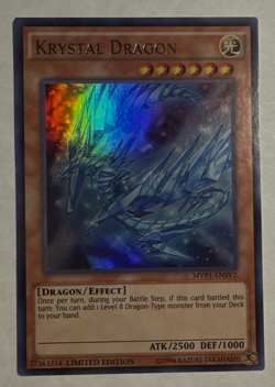 YuGiOh Krystal Dragon MVP1-ENGV2 Gold Secret Rare Limited Edition NEAR MINT - Image 1