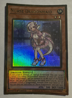 YuGiOh Nurse Dragonmaid MAGO-EN020 Gold Rare 1st Edition LP - Image 1