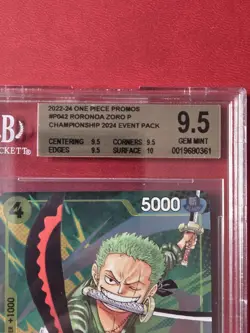 BGS 9.5 One Piece P-042 P Roronoa Zoro - English - Championship 2024 - Graded - Image 2