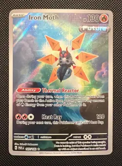 Pokemon TCG Iron Moth Holo Illustration Rare Card 187/182 Paradox Rift - Image 1