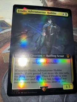 Frodo Adventurous Hobbit Extended Art Foil Mythic MtG Card LTC 87 Commander 0087 - Image 1