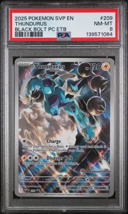 PSA 8 Thundurus Black Bolt PC ETB Stamped Promo Pokemon Card ⚡ SHIPS FAST - Image 1
