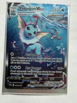 Pokemon Vaporeon VMAX & V Foil Rapid Strike Card Lot SWSH182 SWSH183 - Image 2