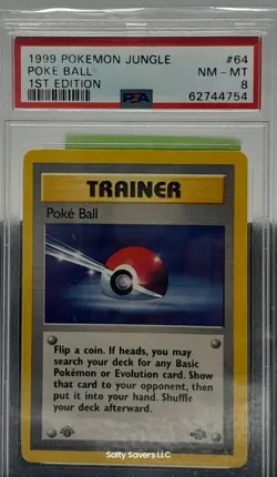 Pokemon jungle Poke Bal #64 (1999) Non Holo 1st Edition GRADED PSA 8 - Image 1
