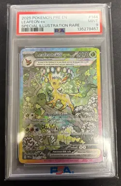 2025 POKEMON PRE EN-PRISMATIC EVOLUTIONS #144 LEAFEON EX PSA 9 - Image 1