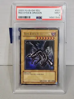 Vintage Yu-Gi-Oh Red-Eyes B. Dragon SDJ-001 PSA 9 Mint Ultra Rare Holo TCG Card - Image 1