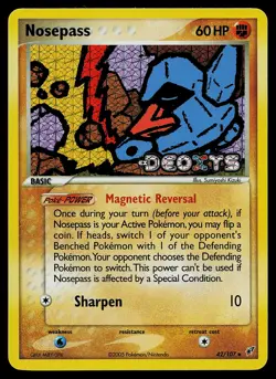 Pokemon Card - Nosepass Deoxys 42/107 Uncommon Reverse Holo Stamped - Image 1