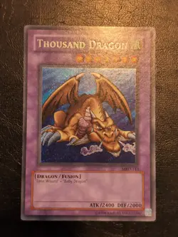 Yu-Gi-Oh! SECRET RARE CARD THOUSAND DRAGON MRD-143 1996 VINTAGE PRINT VLP - Image 1