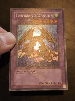 Yu-Gi-Oh! SECRET RARE CARD THOUSAND DRAGON MRD-143 1996 VINTAGE PRINT VLP - Image 2
