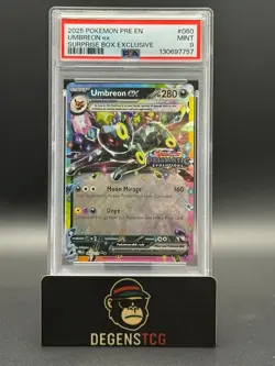 Umbreon ex 060 Pokemon Prismatic Evolutions Surprise Box Stamped PSA 9 MINT Card - Image 1