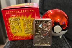 1999 Pokemon 23K Gold Plated Trading Card Pikachu Burger King w/ COA & Pokeball - Image 3