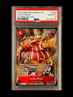 Lucky Roux PRB02-003 PSA 10 GEM MINT Parallel Alt Art One Piece Card Low Pop - Image 1