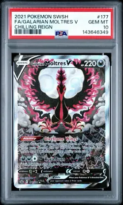 PSA 10 GEM MINT Galarian Moltres V 177/198 Chilling Reign Alt Art Pokemon Card - Image 1