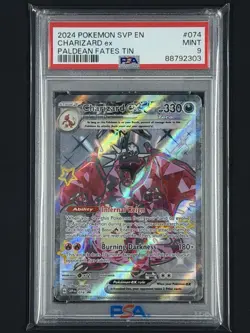 Pokemon TCG Charizard EX Scarlet & Violet Paldean Fates Promo Card #74 PSA 9 - Image 1