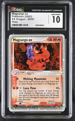 CGC 10 GEM MINT Magcargo ex 2003 EX Dragon 95/97 Holo SWIRL Pokemon Card - Image 1