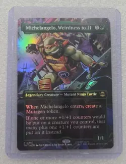 Michelangelo, Weirdness to 11 Borderless Teenage Mutant Ninja Turtles Foil MTG - Image 1