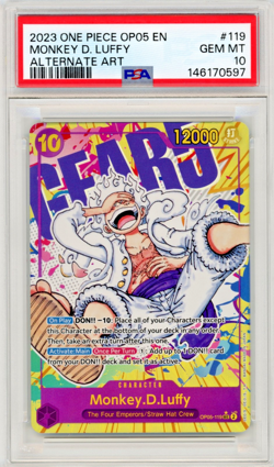 2023 ONE PIECE OP05-AWAKENING OF THE NEW ERA ALT ART #119 MONKEY D. LUFFY PSA 10 - Image 1
