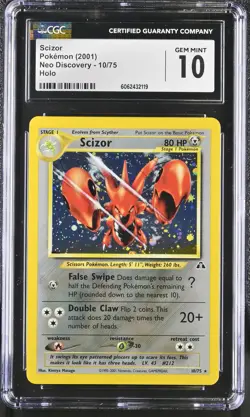 CGC 10 GEM MINT Scizor 2001 Neo Discovery 10/75 Holo Pokemon Card - Image 1