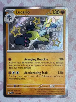 Pokemon TCG Lucario Paldean Fates Shiny Rare Holo Card 174/091 NM/M Condition - Image 3